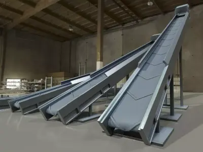 Modular Conveyor Belt Low-poly 3D model