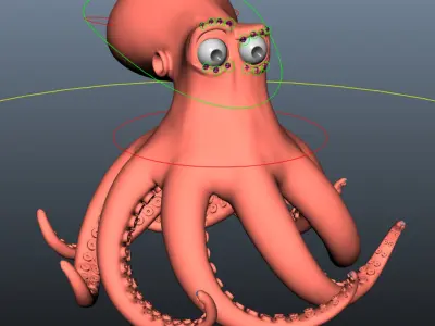 cartoon octopus rigged 3D model