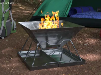 Compact Foldable Fire Pit with Fire 3D model