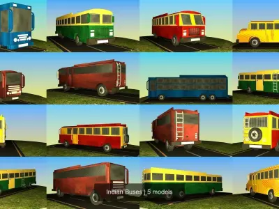 Indian Buses 3D Model Pack