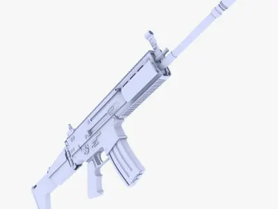 FN SCAR-L Assault Rifle Low-poly 3D model
