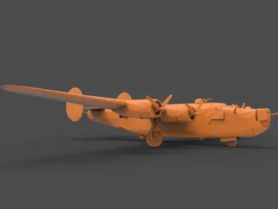 B-24J orange airplane 3D print model