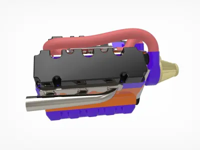 v6 Engine Low-poly 3D model