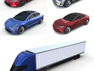 Tesla Pack Semi Roadster Model S X 3 3D model