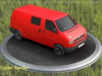 City Car 29 Commercial Transporter Type-C Red Low-poly 3D model