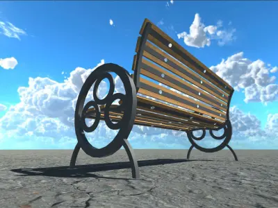 Bench - 2 wooden in desert Free low-poly 3D model