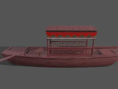 wooden boat Low-poly 3D model