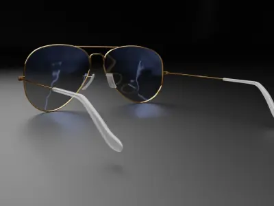 RayBan Aviator Gold sunglasses 3D model