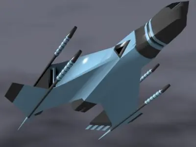 Lowpoly space attacker concept Low-poly 3D model