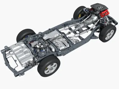 SUV Chassis with Engine 3D model