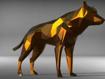 wolf low poly printable Low-poly 3D model
