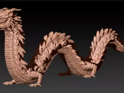 Japanese Dragon Low-poly 3D model