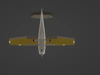 Low poly Cessna 172 Skyhawk with interiors Low-poly 3D model