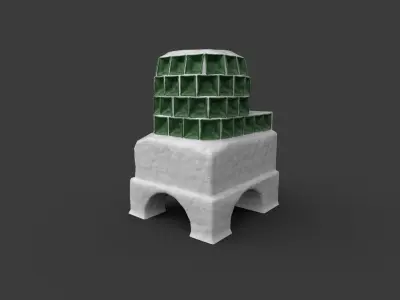 Late medieval tiled stove Low-poly 3D model