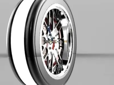 Wall Clock Wheel rim Free 3D model