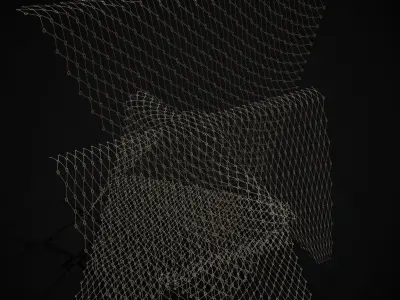 Hanging Fishing Nets Low-poly 3D model