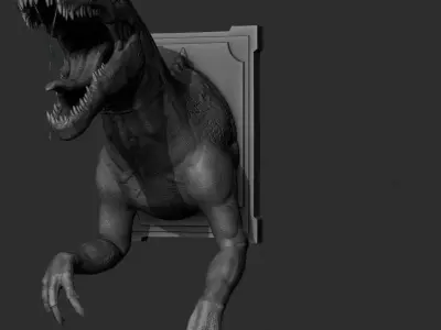 Spinossaur t - rex on wall 3D print model
