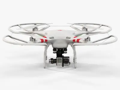 DJI Phantom 2 Quadcopter with Prop Guard and GoPro HERO4 Low-poly 3D model