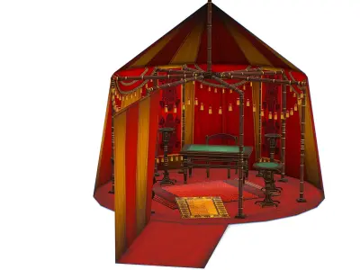 Ancient Historic Shater Military Tent Sheltering Control Room Low-poly 3D model