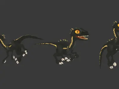 Low Poly IndoRaptor Animated Low-poly 3D model