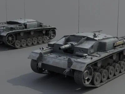 StuG III E Assault Gun Low-poly 3D model
