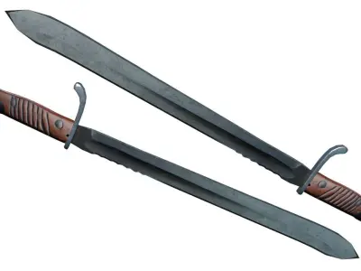 German Saw-Back Butcher Machete Bayonet 1915 WW1 Low-poly 3D model