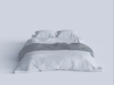 Square Double bed 120x200 cm Free 3D model