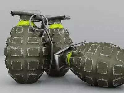 Grenade three grenades Free low-poly 3D model