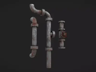 Rusty Pipes Low-poly 3D model
