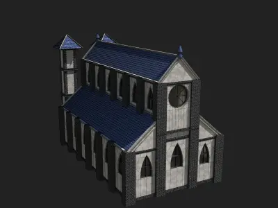 GOTHIC MEDIEVAL CATHEDRAL CHURCH TEMPLE BUILDING COLLECTION Low-poly 3D model