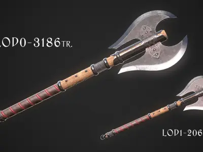 Medieval Axe 01 Low-poly 3D model