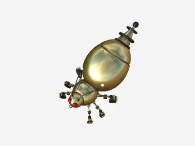 Cute Robot E08 Golden - SciFi Character Design Low-poly 3D model