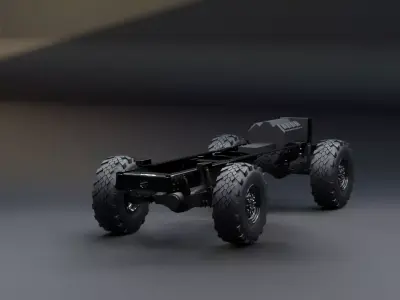 Rigged 4x4 Off Road Truck Chassis Frame Vehicle Platform Low-poly 3D model