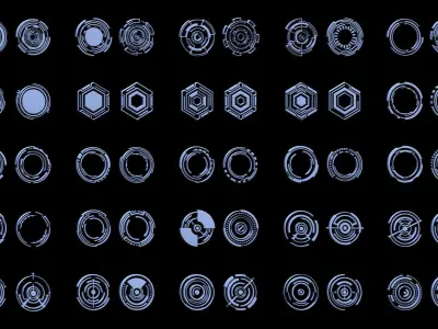 100 Sci-fi Hologram Base Mesh Pack Low-poly 3D model