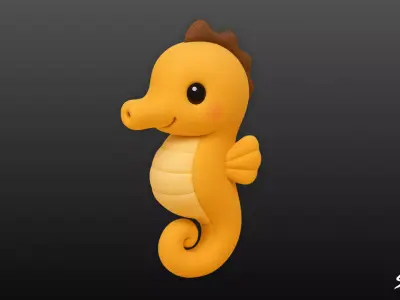 Cartoon Plush Seahorse Low-poly 3D model
