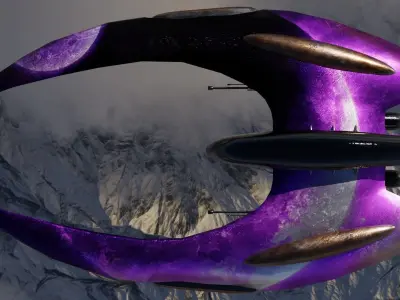 Spaceship 3D model Low poly futuristic flying Low-poly 3D model