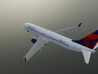 Delta Airlines Boeing 737-800ER low poly 3d model with cockpit Low-poly 3D model