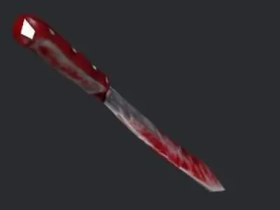PS2 Style Low Poly Knife With Blood Free low-poly 3D model