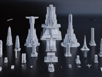 Central City Realistic Imperial City Buildings and Assets 3D Kit Low-poly 3D model