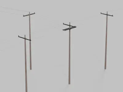 Utility Pole - Composite Mast with Single Crossarms 3D model