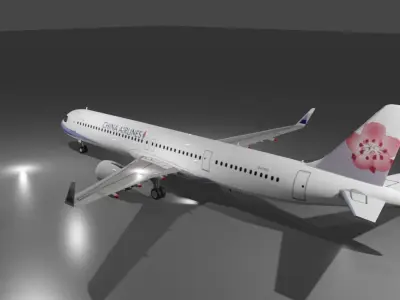 China airlines Airbus a321neo 3d model Low-poly 3D model