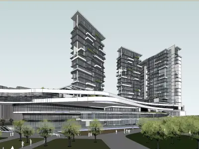 SU model of modern high-rise commercial office building 3D model