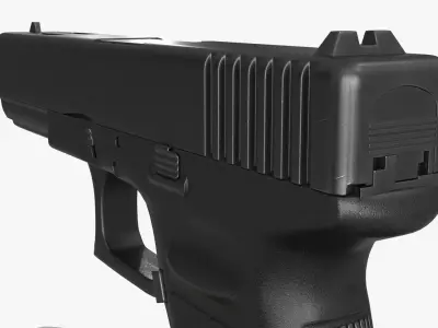 Police Tactical Pistol with Bullet Low-poly 3D model