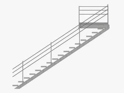 Modular Galvanised Steel Walkways Platforms and Stairs 3D model