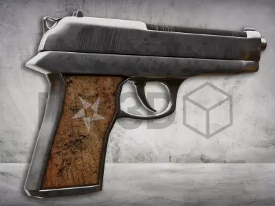 Stylized Vintage Handgun  Game Ready Pistol 3D Model Low-poly 3D model