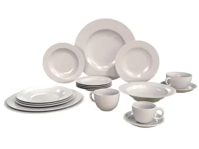 Dinnerware set with cups and saucers Free 3D model