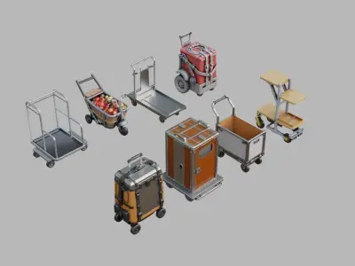 Trolleys Pack Collection Low-poly 3D model