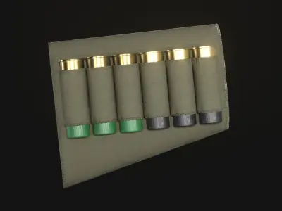 Shell Holder for Shotgun Stock Attachment - Game Asset Low-poly 3D model