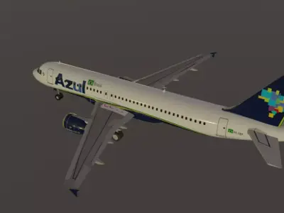 Azul airlines airbus a320-214 low poly 3D Model  Low-poly 3D model