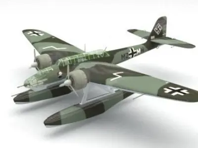 seaplane toy plane with propellers 3D model